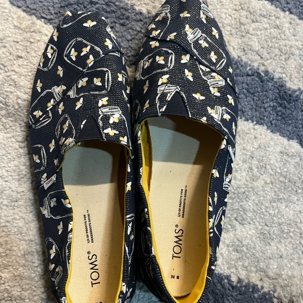 Toms Black and Yellow Bee Print Slip-Ons - Picture 4 of 6